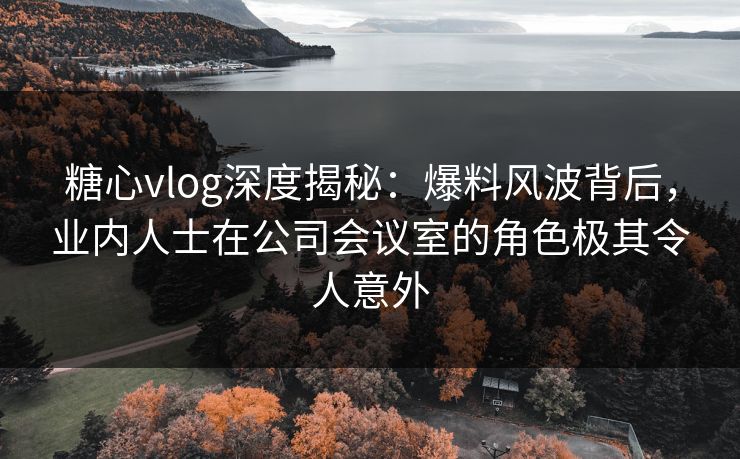 糖心vlog深度揭秘：爆料风波背后，业内人士在公司会议室的角色极其令人意外