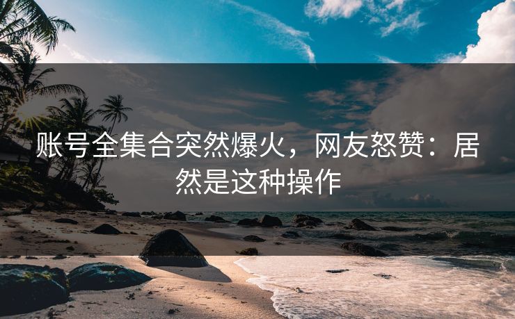 账号全集合突然爆火，网友怒赞：居然是这种操作