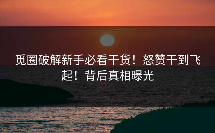 觅圈破解新手必看干货！怒赞干到飞起！背后真相曝光