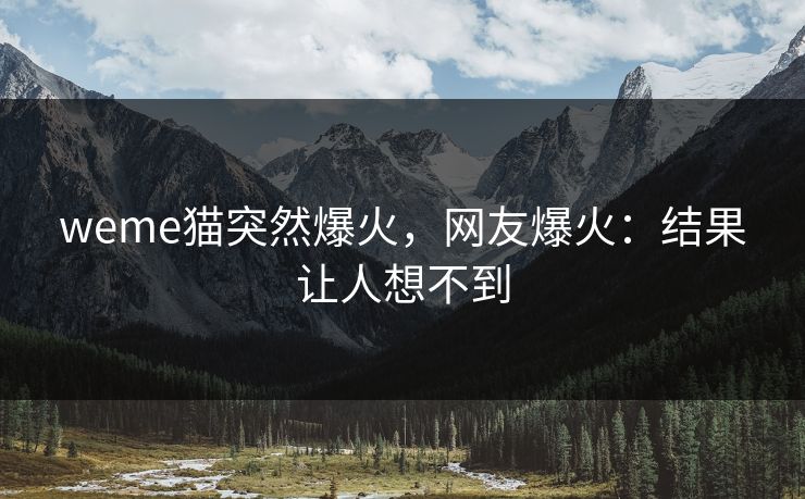 weme猫突然爆火，网友爆火：结果让人想不到