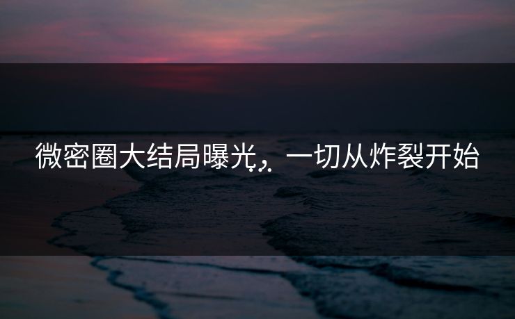 微密圈大结局曝光，一切从炸裂开始…