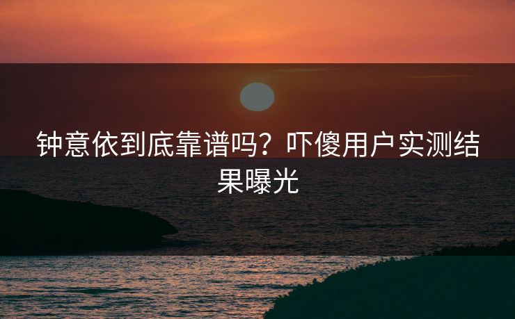 钟意依到底靠谱吗？吓傻用户实测结果曝光