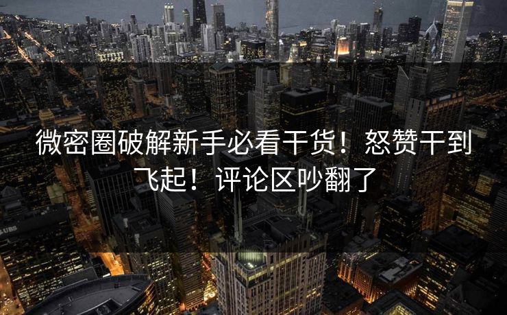 微密圈破解新手必看干货！怒赞干到飞起！评论区吵翻了