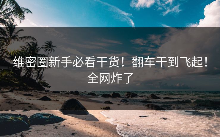 维密圈新手必看干货！翻车干到飞起！全网炸了