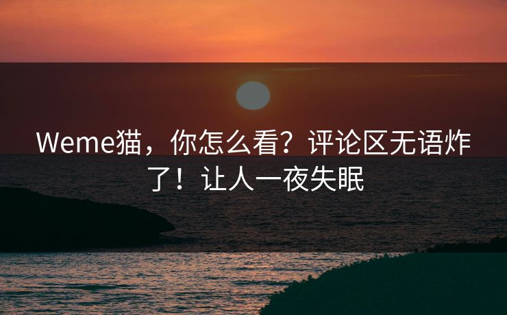 Weme猫，你怎么看？评论区无语炸了！让人一夜失眠