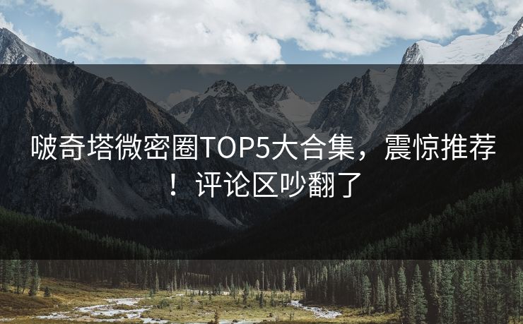 啵奇塔微密圈TOP5大合集，震惊推荐！评论区吵翻了
