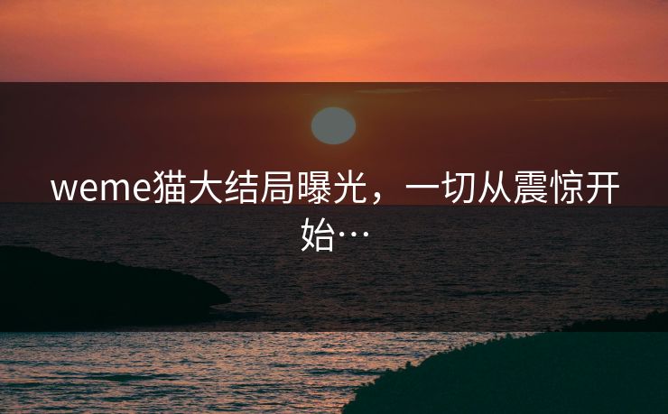 weme猫大结局曝光，一切从震惊开始…