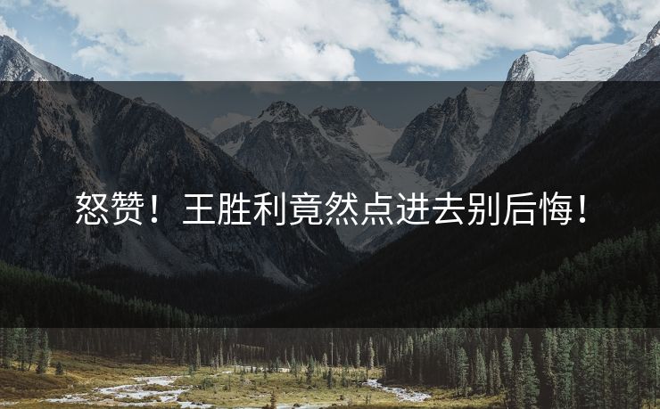 怒赞！王胜利竟然点进去别后悔！
