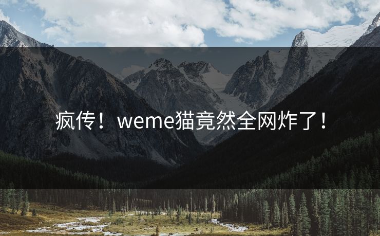 疯传！weme猫竟然全网炸了！