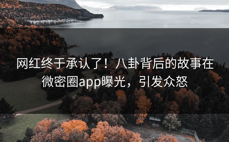 网红终于承认了！八卦背后的故事在微密圈app曝光，引发众怒